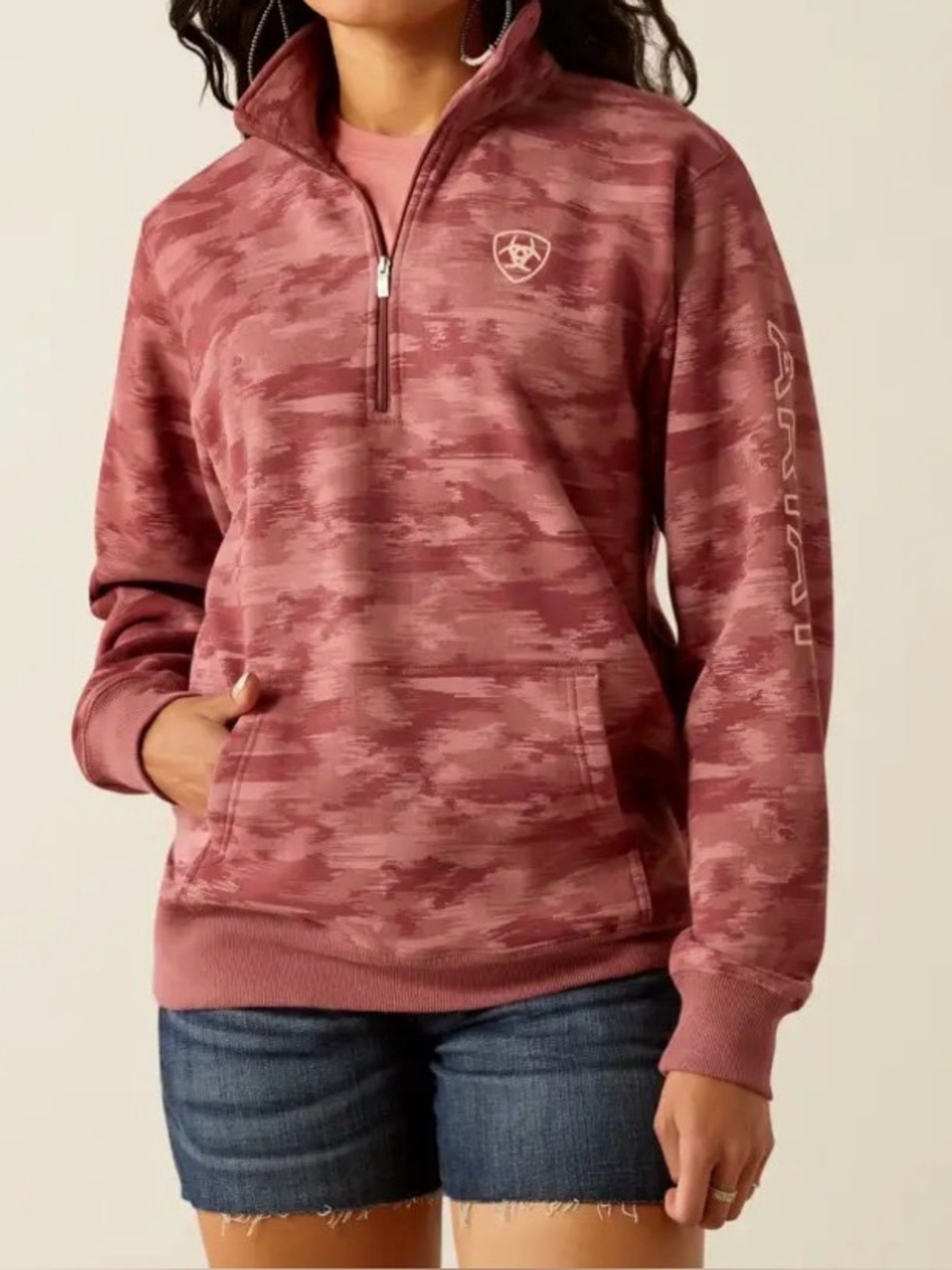 Ariat Men's Heathered Burgundy Quarter-Zip Pullover